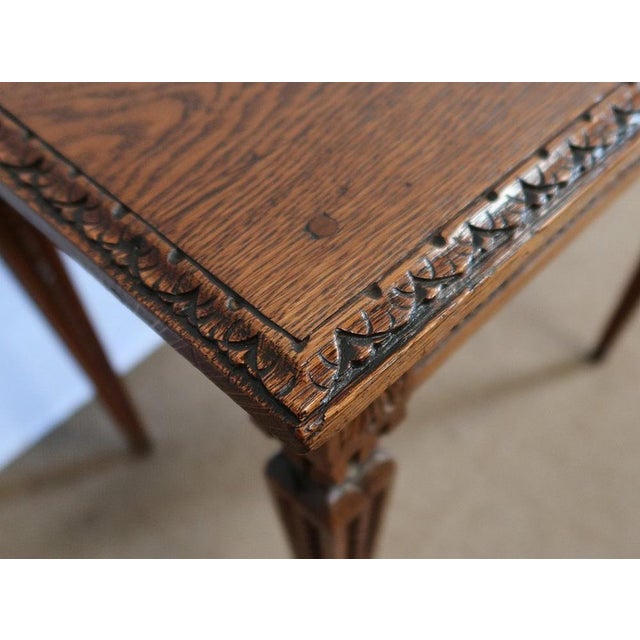 Wood Small Louis XVI Side Table in Solid Oak, 1900 For Sale - Image 7 of 18