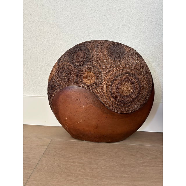 Transitional Vases- Large ,Medium ,Small. Earthy Brown Ceramic Type Vases With Seagrass Details For Sale - Image 3 of 5
