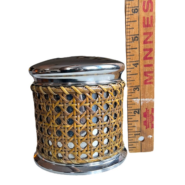 1990s 1990s Stainless Natural Cane Wrapped Canister Storage Box Jar For Sale - Image 5 of 5