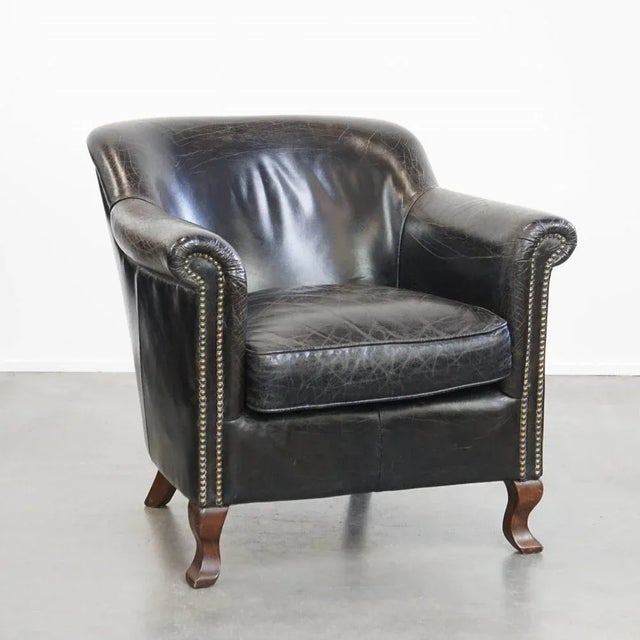 Black Grained Cowhide Armchair For Sale - Image 16 of 16
