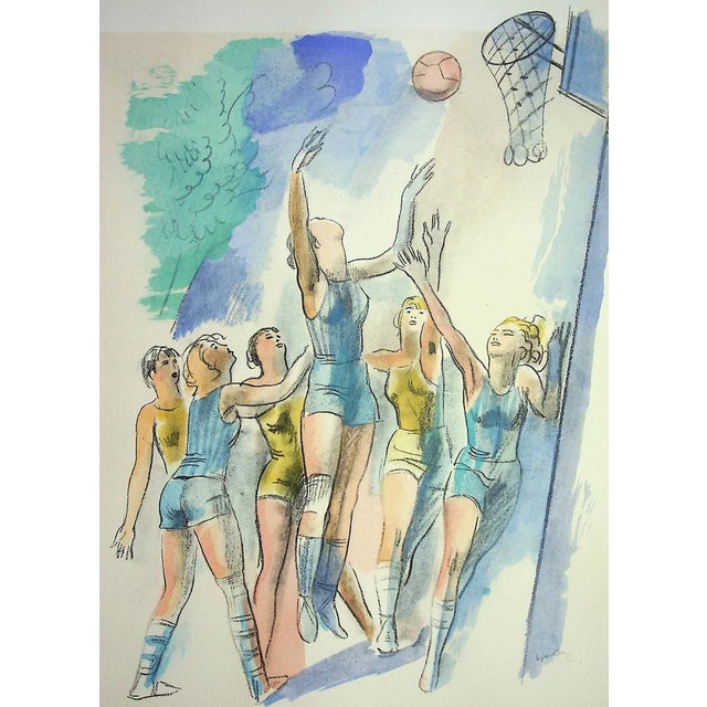 Milivoj Uzelac Basketball Game, 1932 Original lithograph and stencil (Atelier Jacomet) Signed in the plate On Marais...