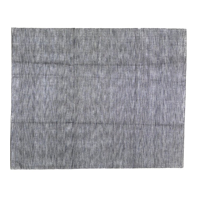New Indian Modern Distresses Hand Knotted Wool Rug, 8x10 For Sale