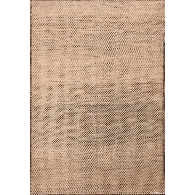 Nazmiyal Collection Cream Color Modern Tribal Checkerboard Design Rug For Sale