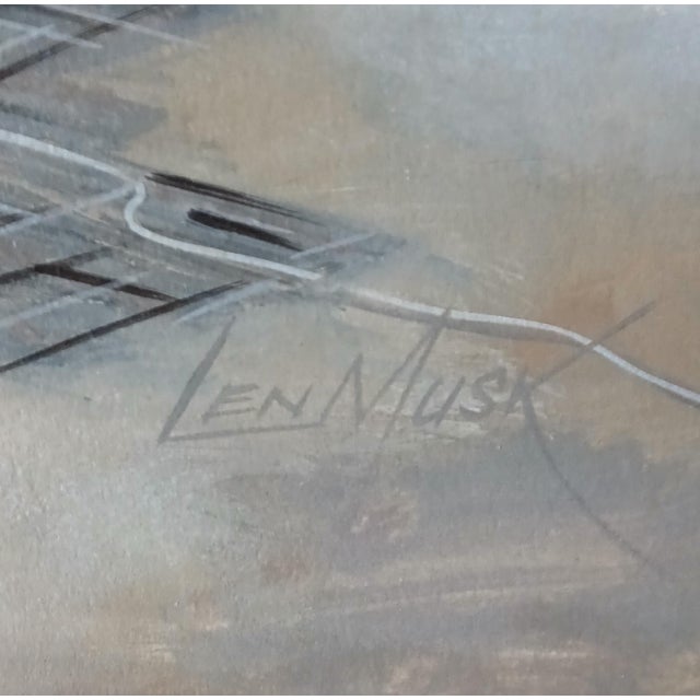 Late 20th Century Len Musk Noted Aviation Artist F-14 Tomcat in Flight Oil on Board Painting For Sale - Image 4 of 6