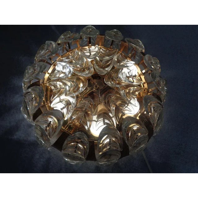 Large Gilded Brass and Crystal Glass Ceiling Lamp by Ernst Palme for Palwa, 1960s For Sale - Image 4 of 18