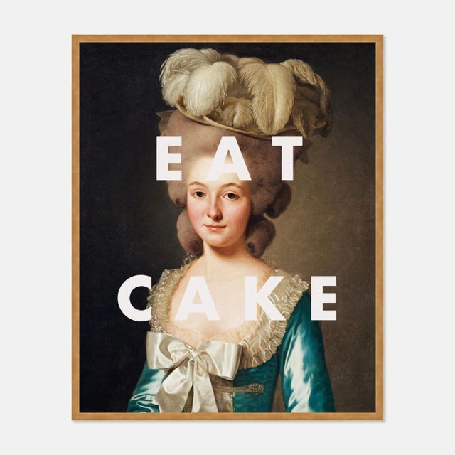 Contemporary Eat Cake by Lara Fowler in Gold Framed Paper, Large Art Print For Sale - Image 3 of 3