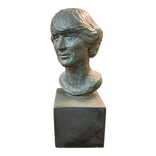Mid Century Plaster Statue, Bust of a Woman For Sale
