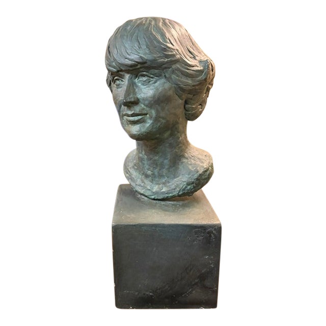 Mid Century Plaster Statue, Bust of a Woman For Sale