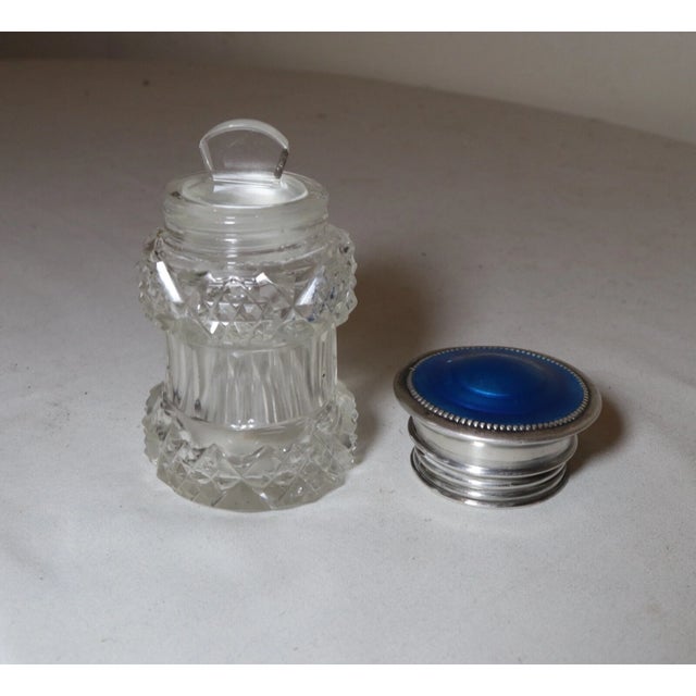 Antique Birmingham Blue Guilloche Enameling Sterling Silver Perfume Scent Bottle For Sale In New York - Image 6 of 12
