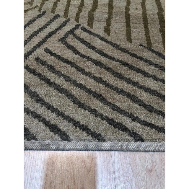 9x12 Brown Hand-Knotted Wool Striated Earthscapeist Design Carpet Rug For Sale - Image 4 of 7