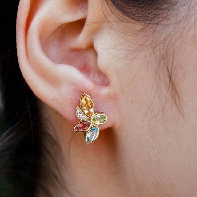 Gold Kai 2.88ctw Multi Gemstone & Daimond Pearl Convertible Drop Earrings, A Pair For Sale - Image 8 of 10