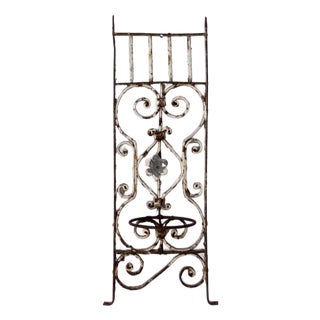 Vintage Spanish Revival Wrought Iron Wall Planter Sconce For Sale