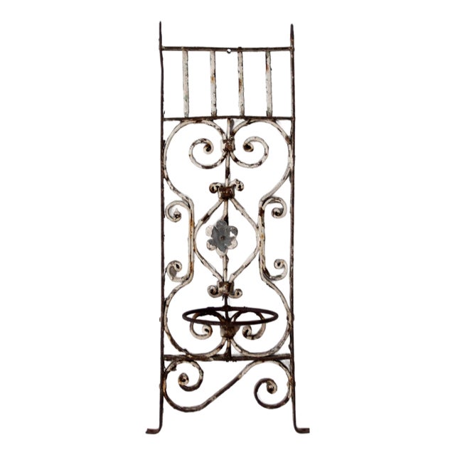 Vintage Spanish Revival Wrought Iron Wall Planter Sconce For Sale