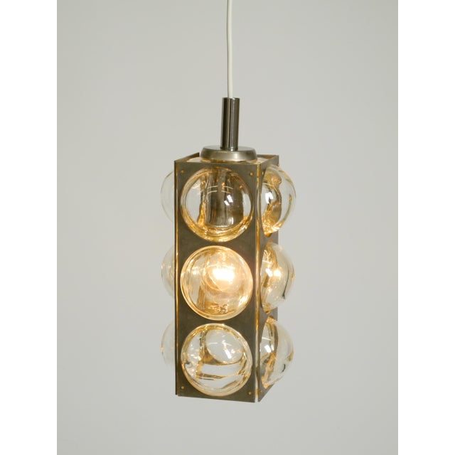 Vintage Space Age Pendant Lamp in Glass and Nickel-Plated Metal by Temde, 1960s For Sale - Image 11 of 18