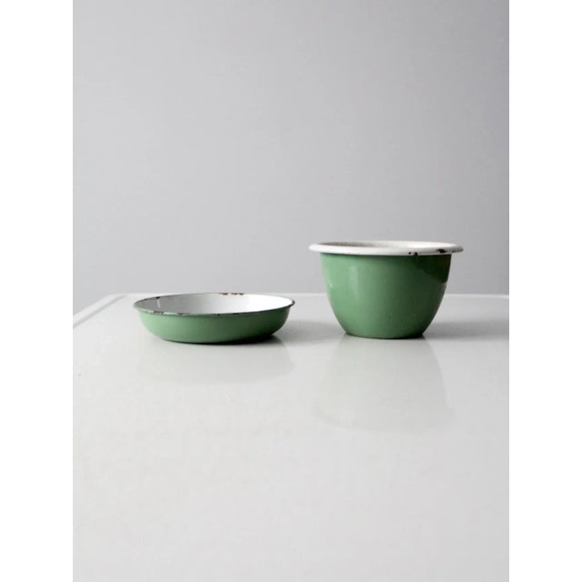 Vintage Swedish Enamelware Bowl Set of 2 For Sale - Image 12 of 12