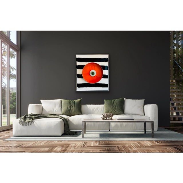 Geometric, modern art for indoors or out! This abstract painting by ES Melfi is called “Orange Pop”, an acrylic on wooden...