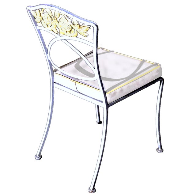 1950s O W Lee Co Normandy Rose Cast Iron Patio Table & 4 Matching