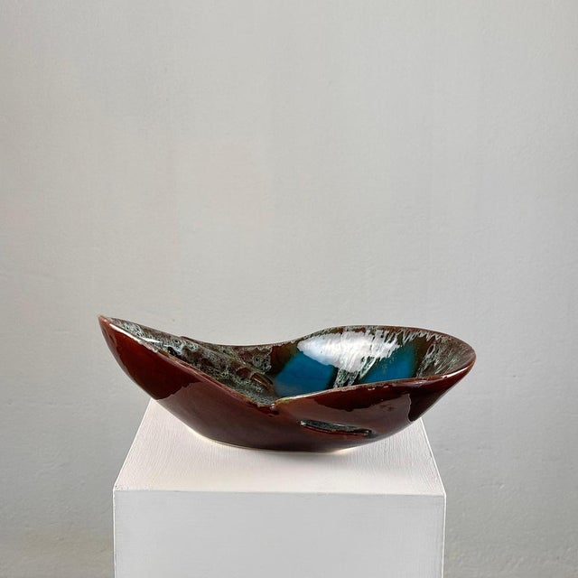 1960s Enamelled Ceramic Table Center from Vallauris, France, 1960s For Sale - Image 5 of 17