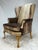 Contemporary 1970s Custom Wingback Chair in Brazilian Champagne Hair-on-Hide & Italian Espresso Leather – Crocodile Embossed Accents For Sale - Image 3 of 11