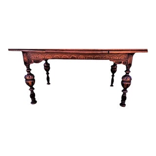 1920s Antique Solid Oak Spanish Revival Refectory Dining Table For Sale