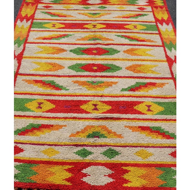 Vintage Moroccan Rug With All-Over Tribal Motif Design in Red, Green & Yellow 5'10 X 8'11 For Sale In Atlanta - Image 6 of 12