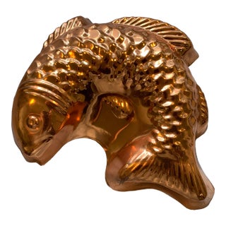Vintage Copper Kitchen Mold Jumping Fish Portugal For Sale