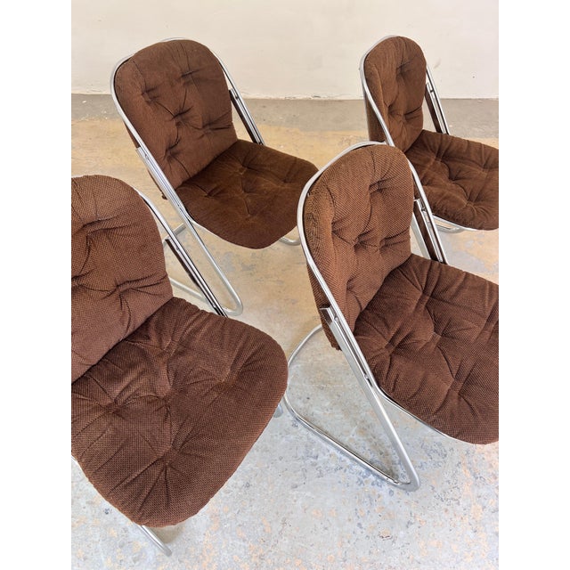 Brown Cantilever Chair in Chrome with Brown Upholstery by Gastone Rinaldi, 1970s For Sale - Image 8 of 11