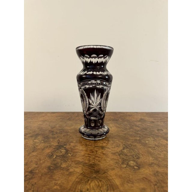 Antique Victorian Bohemian Glass Vase, 1880 For Sale - Image 6 of 7