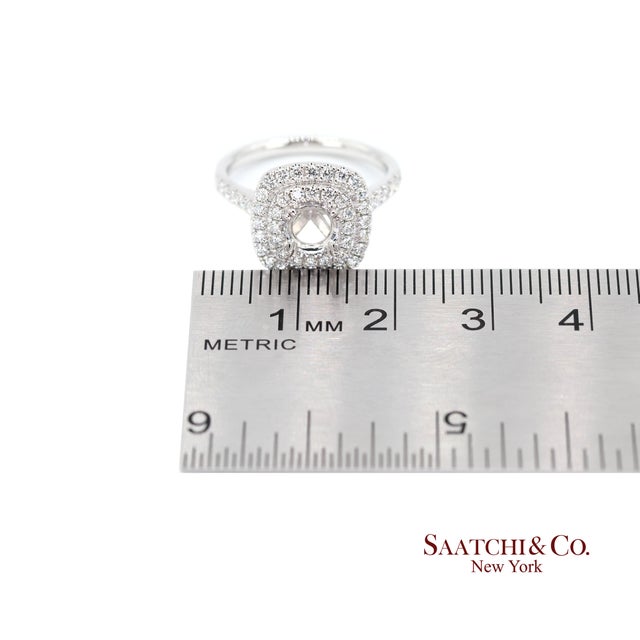 White Platinum 950 Natural Brilliant Diamond Semi Mount Ring Size 6.5 For Sale - Image 8 of 9