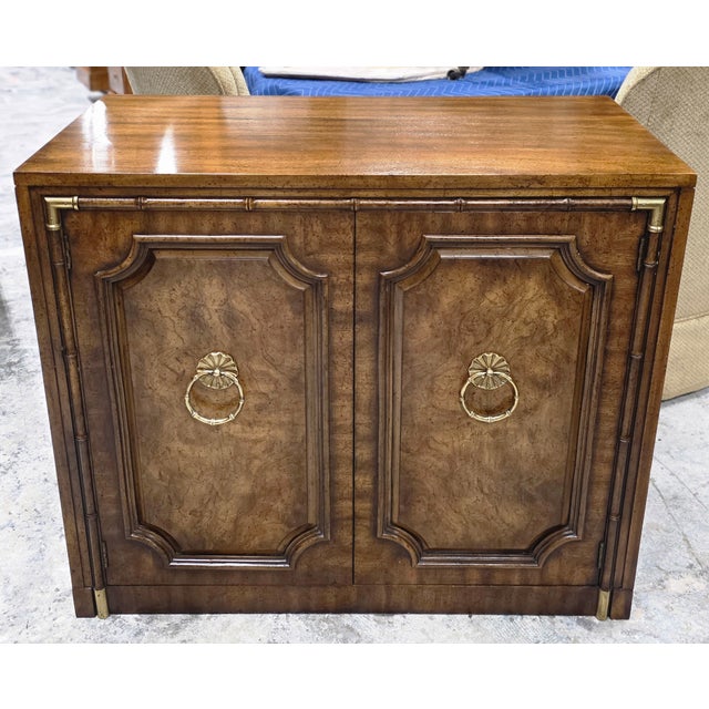 Weiman Mid 20th Century Weiman Faux Bamboo Burl Server Cabinet For Sale - Image 4 of 12
