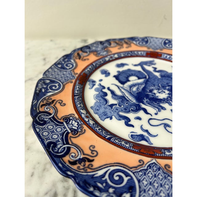 Chinese Royal Doulton Oyama Chinese Porcelain Decorative Plate With Dragon and Clouds- Stamped For Sale - Image 3 of 8