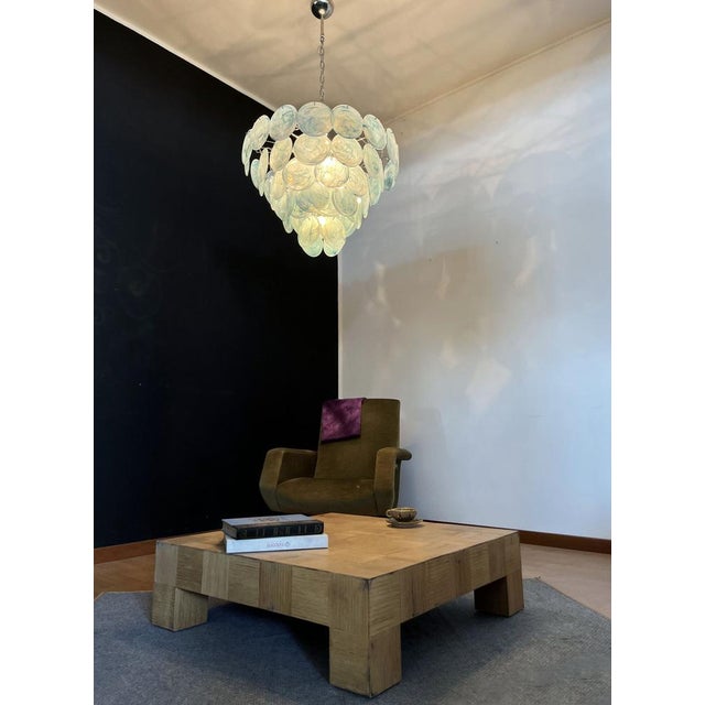 Space Age Murano Chandelier with 57 Blue Albaster Iridescent Glasses, 1990s For Sale - Image 10 of 18
