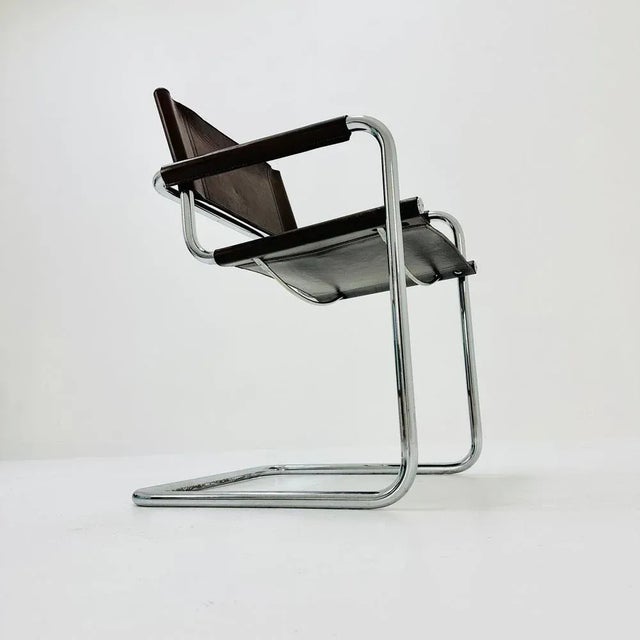 Brown Mid-Century Bauhaus B34 Brown Leather Cantilevered Chair by Mart Stam for Jox Interni, 1980s For Sale - Image 8 of 11