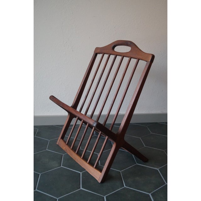 Mid-Century Modern 1950s American Mid-Century Modern Solid Walnut Magazine Rack Attributed to Arthur Umanoff For Sale - Image 3 of 12