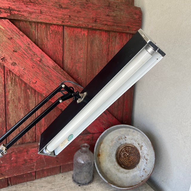 Vintage Articulating Desk Lamp With Black Metal Frame & Fluorescent Light For Sale - Image 14 of 15