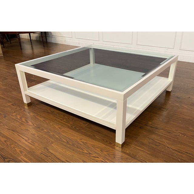 Contemporary Square Wood and Glass Cocktail Table by Highland House For Sale In Atlanta - Image 6 of 12