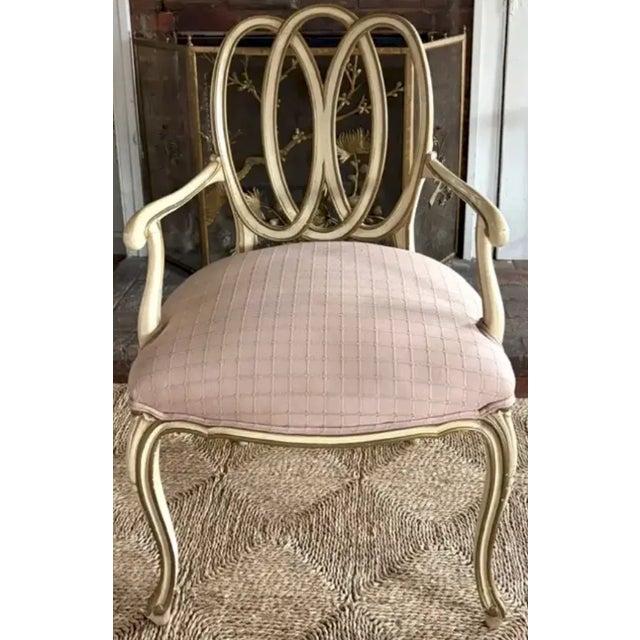 Mid Century French Style Ribbon Back Arm Chair For Sale - Image 4 of 9