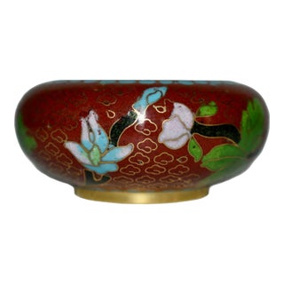 Vintage Mini Cloisonné Bowl W/Floral Design For Sale