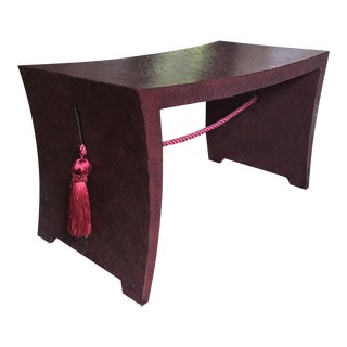 Thomas Pheasant for Baker Furniture Crimson Crackled Parchment Finished Pagoda Bench For Sale