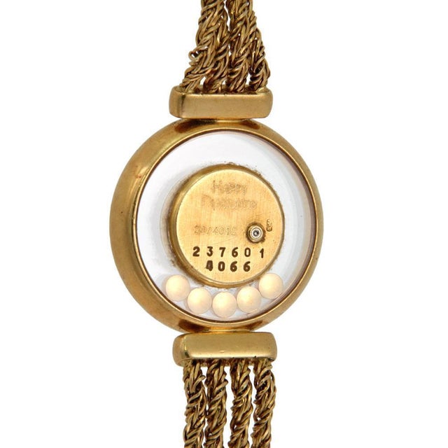 Chopard Chopard Happy Diamond 1ct 18k Yellow Gold 4 Chain Ladies Watch For Sale - Image 4 of 5