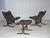 1970s, Norwegian design by Ingmar Relling, model "Siesta". Set of 2 chairs with footstool. Original brown furniture...