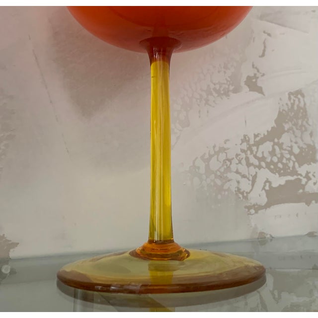 Memphis Group 1960s Large Orange Empoli Style Goblet For Sale - Image 4 of 5