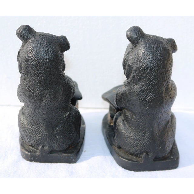 Late 20th Century Lovely Vintage Pair of Cigar Smoking English Bulldog Bookends Heavy Metal For Sale - Image 5 of 10