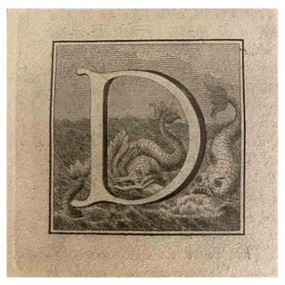 Luigi Vanvitelli, Letter of the Alphabet D, Etching, 18th Century For Sale