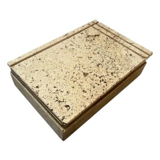 1970 Mid-Century Modern Travertine and Brass Box by Enzo Mari for f.lli Mannelli For Sale