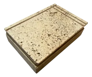 1970 Mid-Century Modern Travertine and Brass Box by Enzo Mari for f.lli Mannelli