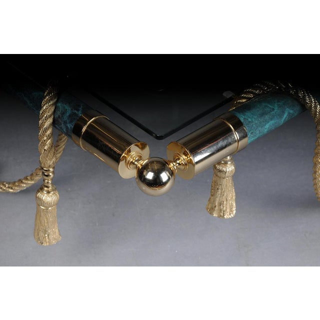 Hollywood Regency Style Coffee Table in Brass and Gold with Glass For Sale - Image 10 of 18