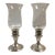 Gorham Sterling Silver Weighted Gadrooned Candleholder Pair W/ Glass Hurricanes For Sale