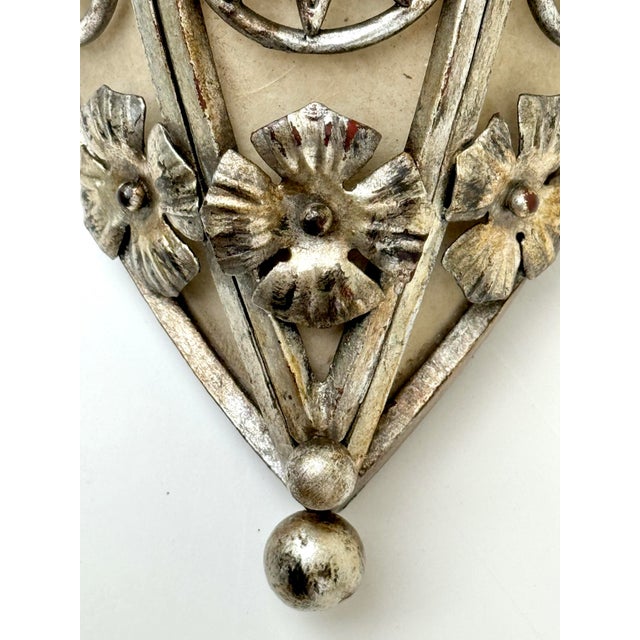 Metal Paul Ferrante Art Deco Style Sconce, Iron and Silver Gilt Wall Light Vintage For Sale - Image 7 of 11