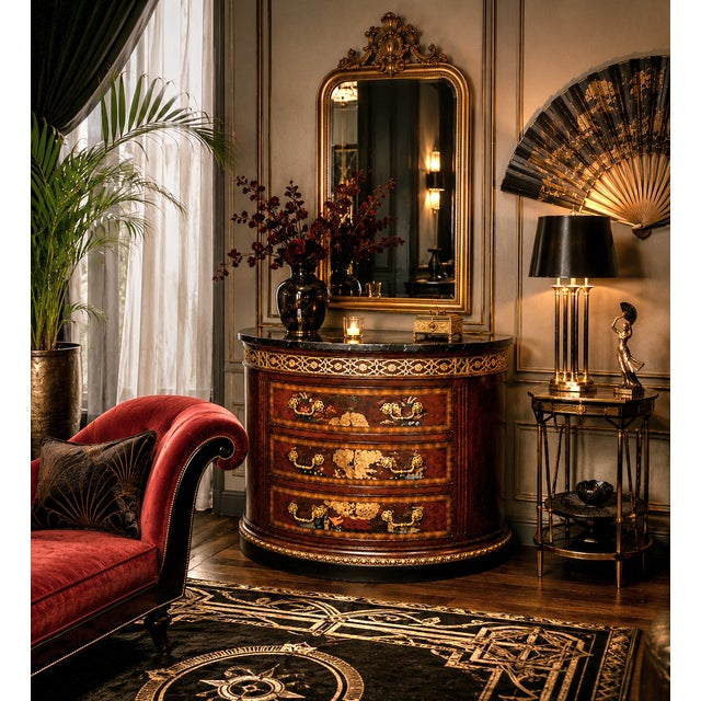 Chinoiserie Mid 19th Century Imperial Garden Chest | Hand-Painted Chinoiserie Marble Top Dresser For Sale - Image 3 of 10